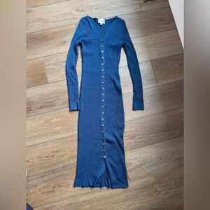 Blue ribbed sweater dress size M